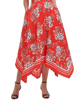 Vestido midi feminino Vince Camuto sem mangas com bainha de lenço, vermelho, tamanho 12