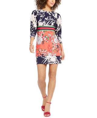 Vestido feminino Vince Camuto com estampa floral mista, rosa, tamanho 12