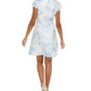 Vestido jacquard com cinto feminino Vince Camuto, azul, tamanho 8