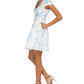 Vestido jacquard com cinto feminino Vince Camuto, azul, tamanho 8