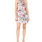 Vestido feminino Vince Camuto com decote em arco e estampa floral, tamanho 8, azul