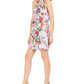 Vestido feminino Vince Camuto com decote em arco e estampa floral, tamanho 8, azul