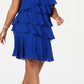 Vestido feminino Jessica Howard em camadas de chiffon azul tamanho 20W