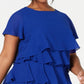 Vestido feminino Jessica Howard em camadas de chiffon azul tamanho 20W
