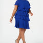 Vestido feminino Jessica Howard em camadas de chiffon azul tamanho 20W