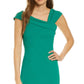 Vestido de coquetel feminino Vince Camuto com decote assimétrico, verde, tamanho 14