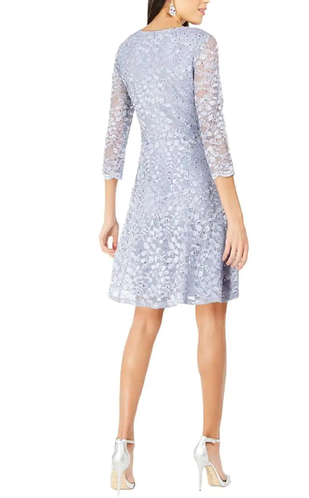 Vestido feminino Jessica Howard com lantejoulas e renda, azul, tamanho 12, pequeno