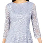 Vestido feminino Jessica Howard com lantejoulas e renda, azul, tamanho 12, pequeno