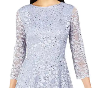 Vestido feminino Jessica Howard com lantejoulas e renda, azul, tamanho 12, pequeno