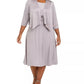 Vestido midi feminino Jessica Howard e jaqueta com estampa animal e glitter, cinza, tamanho 18W