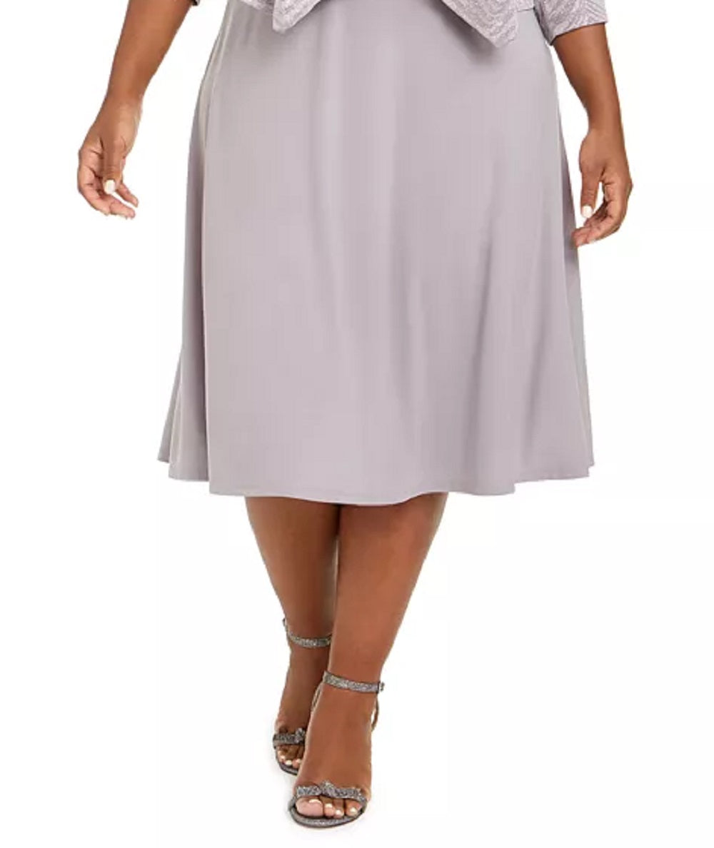 Vestido midi feminino Jessica Howard e jaqueta com estampa animal e glitter, cinza, tamanho 18W