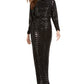 Vestido feminino Vince Camuto com babados e glitter, preto, tamanho 12