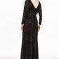 Vestido feminino Vince Camuto com babados e glitter, preto, tamanho 12