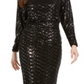 Vestido feminino Vince Camuto com babados e glitter, preto, tamanho 12