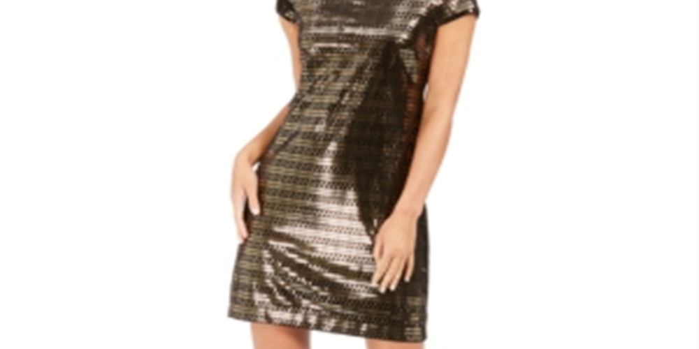 Vestido tubinho metálico feminino Vince Camuto, preto, tamanho 12