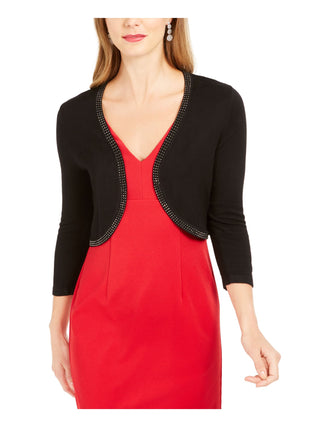 Jaqueta bolero feminina Jessica Howard com acabamento em tachas, preta, tamanho pequeno