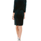 Vestido de veludo com decote canoa feminino Jessica Howard, verde, tamanho 12, pequeno