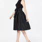 Vestido feminino Jessica Howard com gola franzida e ajuste evasê, preto, tamanho 6