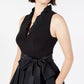 Vestido feminino Jessica Howard com gola franzida e ajuste evasê, preto, tamanho 6