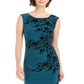 Vestido tubinho floral franzido feminino Jessica Howard, preto, tamanho 12