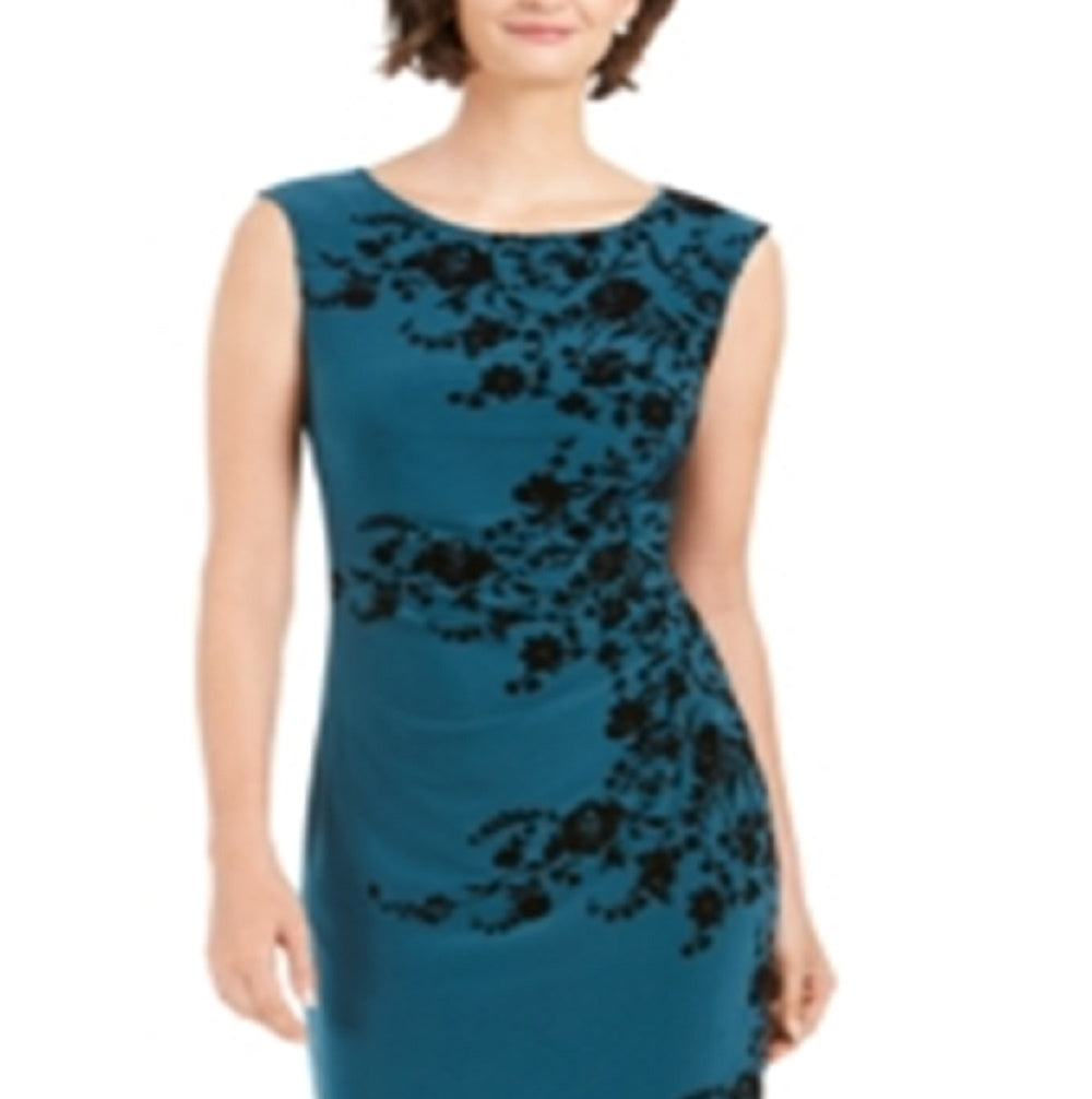 Vestido tubinho floral franzido feminino Jessica Howard, preto, tamanho 12