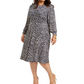 Vestido feminino plus size com bainha e estampa de chita, azul-marinho, tamanho 14W