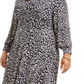 Vestido feminino plus size com bainha e estampa de chita, azul-marinho, tamanho 14W