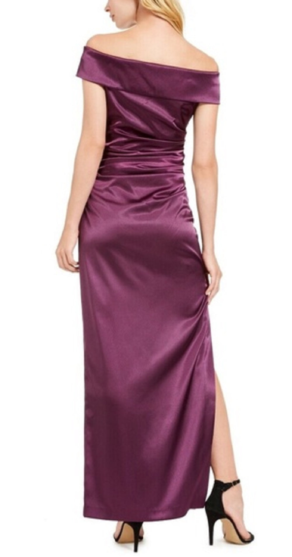 Vestido feminino Vince Camuto com ombros de fora e cintura franzida, roxo, tamanho 12