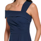 Vestido feminino Vince Camuto com babados e ombros de fora, azul-marinho, tamanho 4