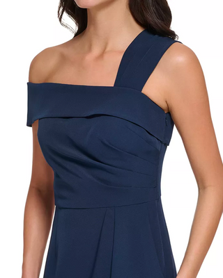 Vestido feminino Vince Camuto com babados e ombros de fora, azul-marinho, tamanho 4