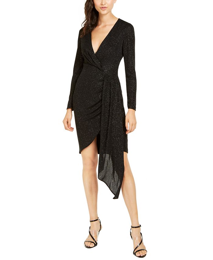 Vestido feminino Vince Camuto com glitter falso, preto, tamanho 4