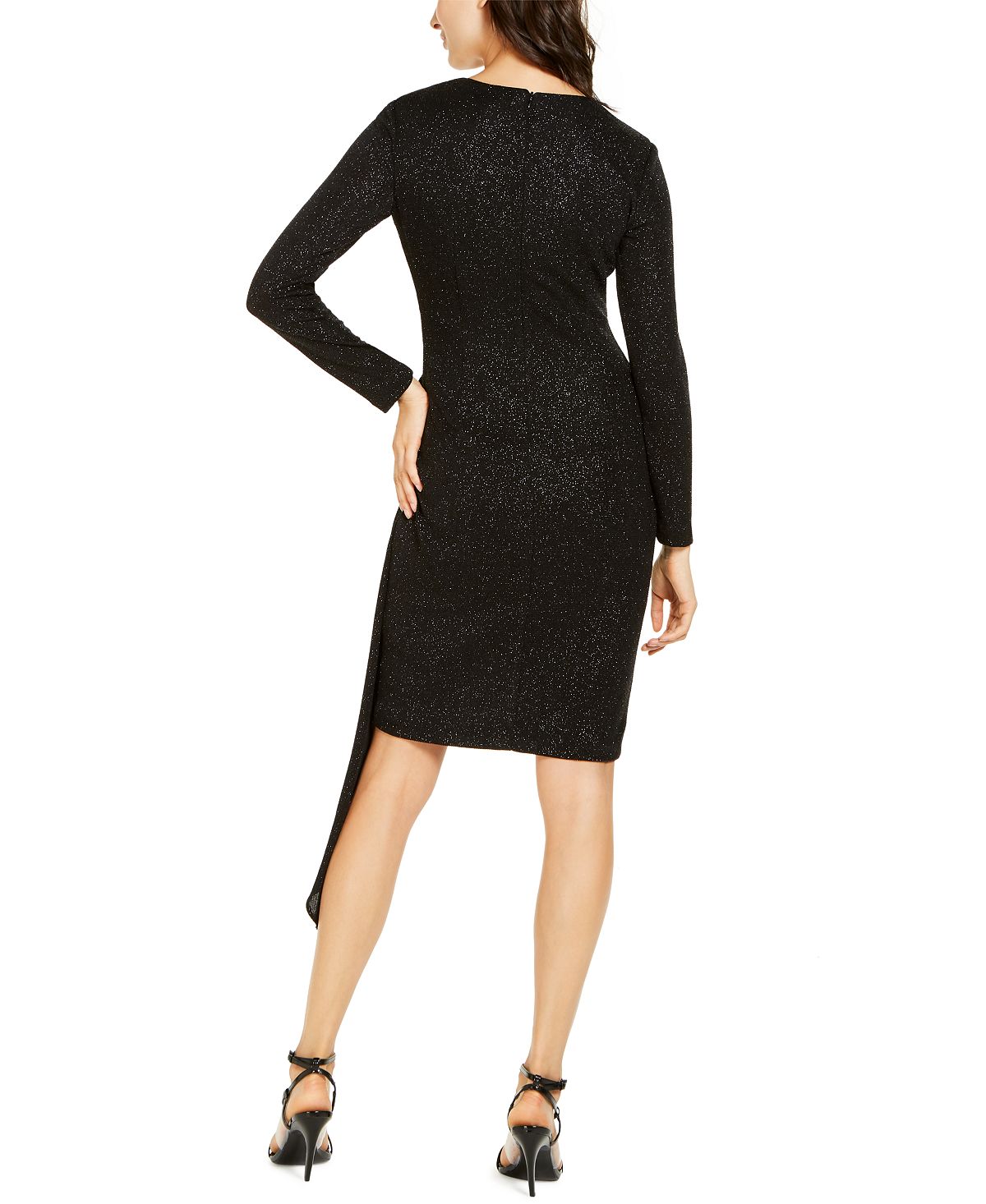 Vestido feminino Vince Camuto com glitter falso, preto, tamanho 4