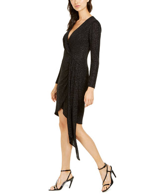 Vestido feminino Vince Camuto com glitter falso, preto, tamanho 4