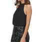 Vestido Blusão Feminino Vince Camuto com Decote Halter e Geo Embelezado, Preto, Tamanho 2