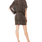 Vestido de coquetel curto com estampa animal e glitter Jessica Howard feminino, manga curta, gola redonda, preto, tamanho 16