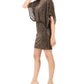 Vestido de coquetel curto com estampa animal e glitter Jessica Howard feminino, manga curta, gola redonda, preto, tamanho 16