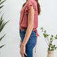 Blu Pepper - Scallop Lace Trim Back Tie Short Sleeve Crop Top