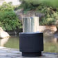 20x20x19.5' Heavy Cement Round Black Ribbed Outdoor Water Fountain with Light (Color Change)