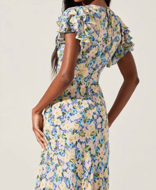Astr - Vestido longo com mangas esvoaçantes florais Celestine
