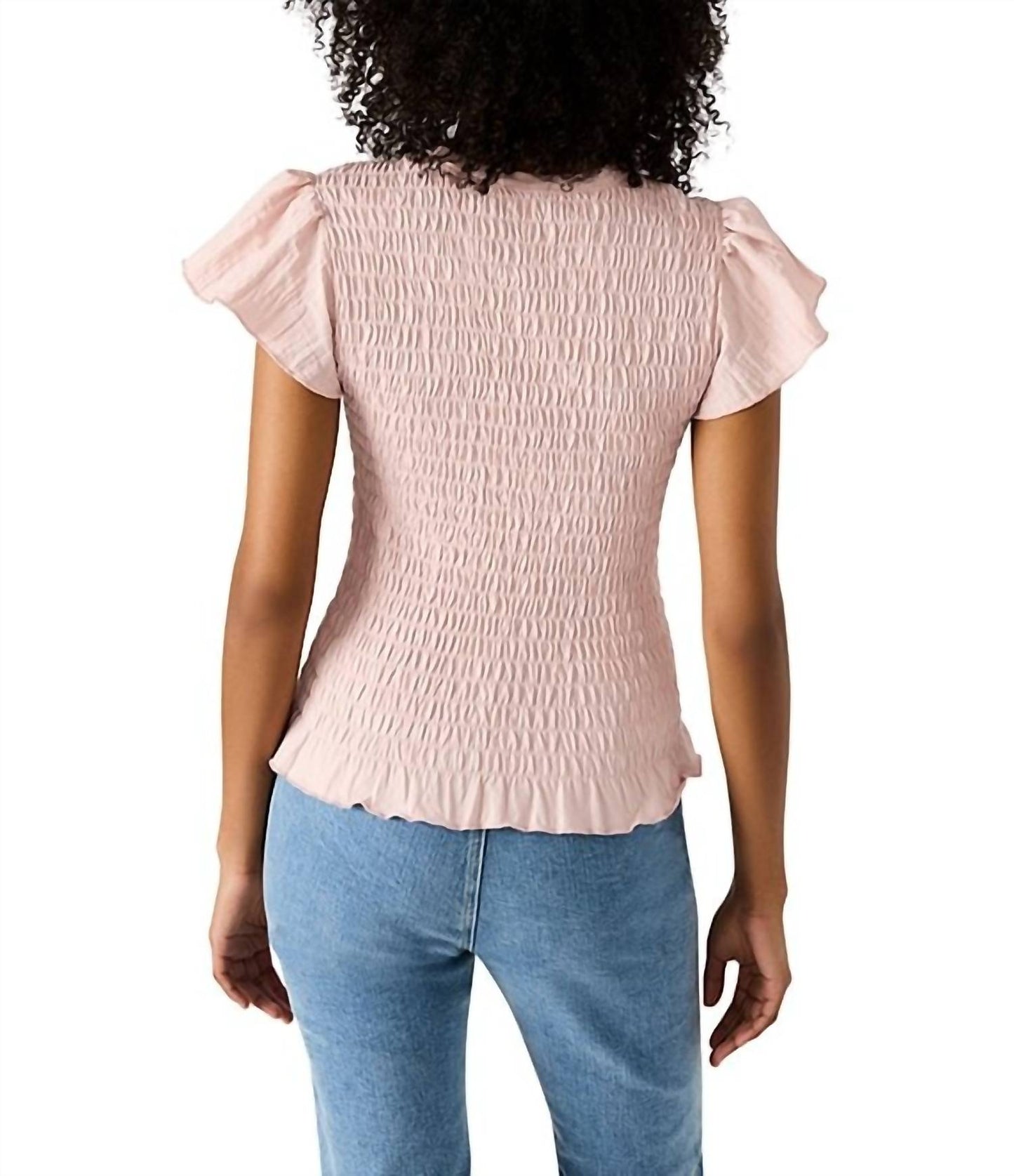 Steve Madden - Cecilie Crew Neck Short Sleeve Smocked Peplum Top