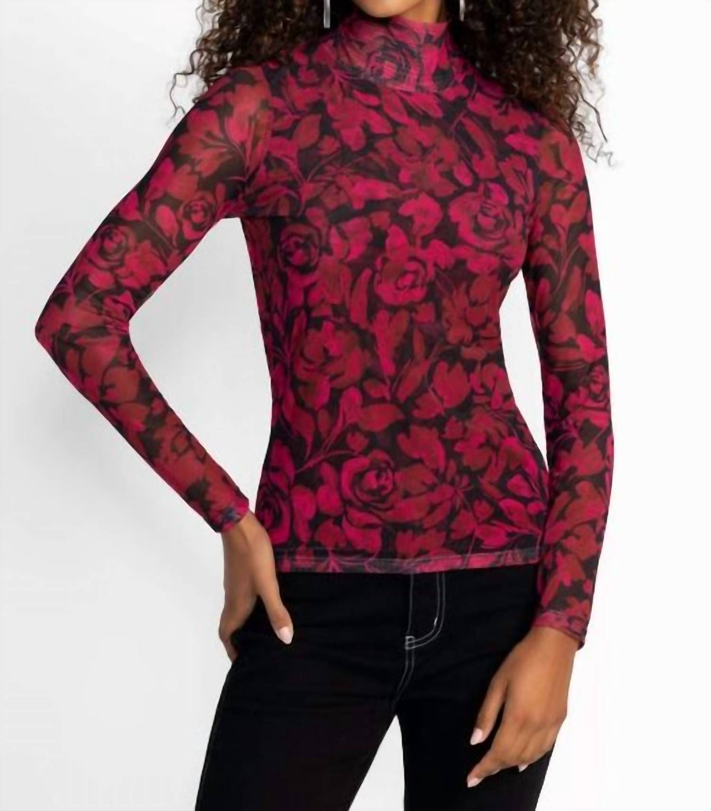 Johnny Was - REBECCA MESH MOCK NECK TEE