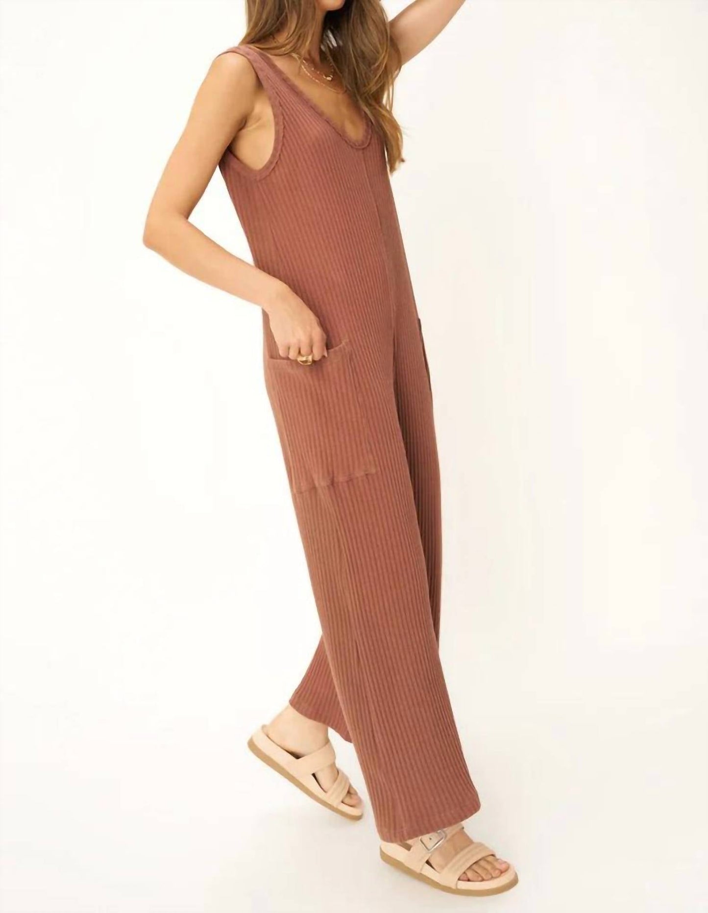 Project Social T - Santa Maria Sweater Rib Wide Leg Jumpsuit