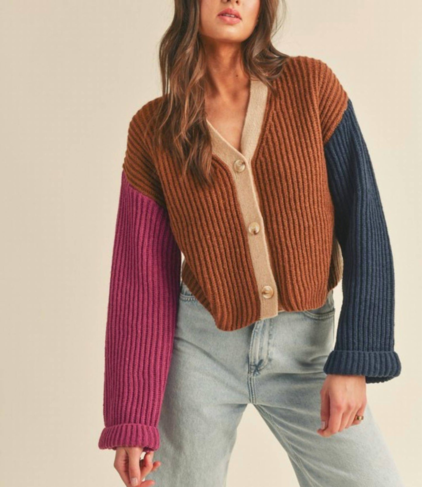 &amp;Merci - Cardigan de malha com blocos de cores