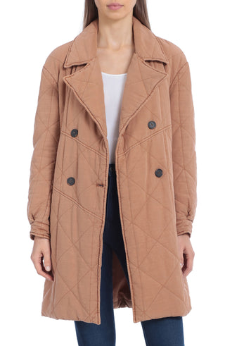 Avec Les Filles Casaco Médio Acolchoado em Camelo