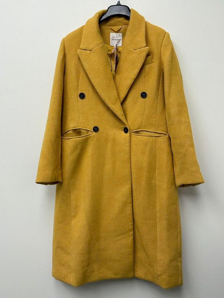 Casaco feminino trespassado sob medida Avec Les Filles, amarelo, tamanho grande