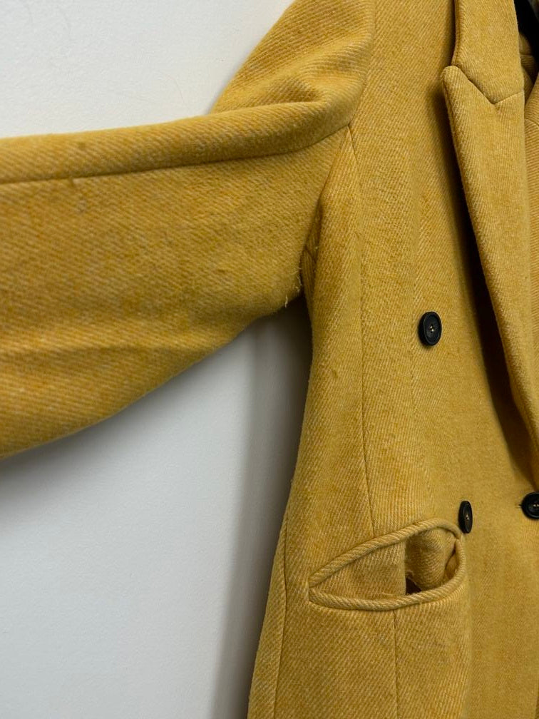 Casaco feminino trespassado sob medida Avec Les Filles, amarelo, tamanho grande