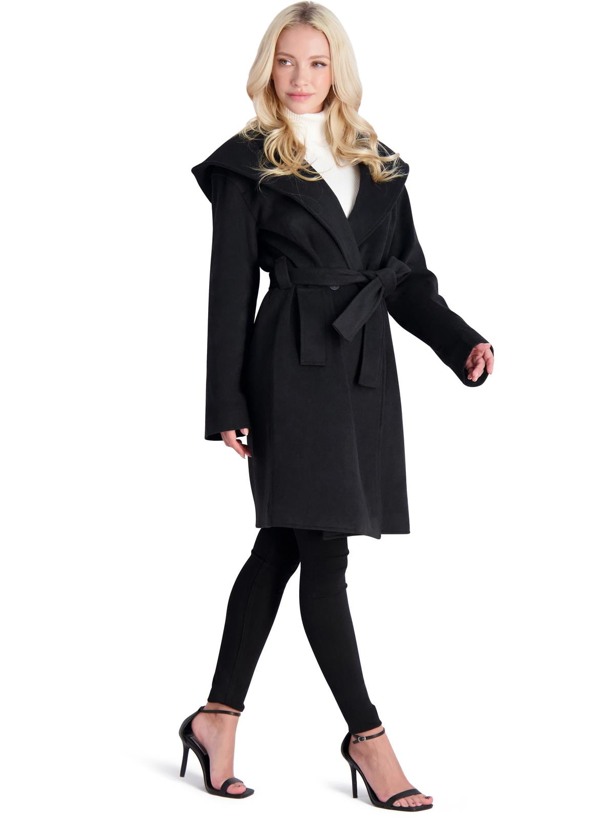 Casaco de roupão com capuz Avec Les Filles feminino em sarja marfim, tamanho M