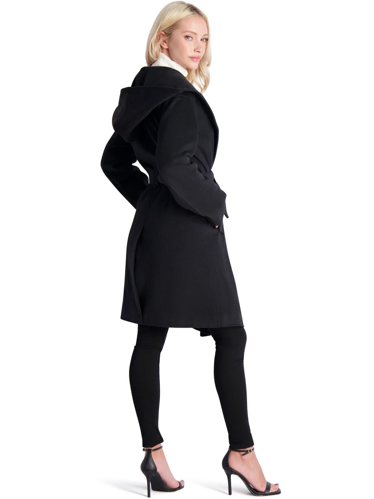 Casaco de roupão com capuz Avec Les Filles feminino em sarja marfim, tamanho M