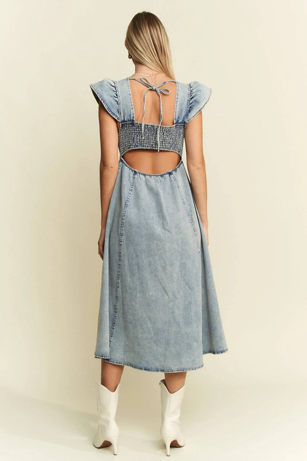 Trendsi - Jade By Jane Full Size Ruffled Denim Midi Dress Plus Size