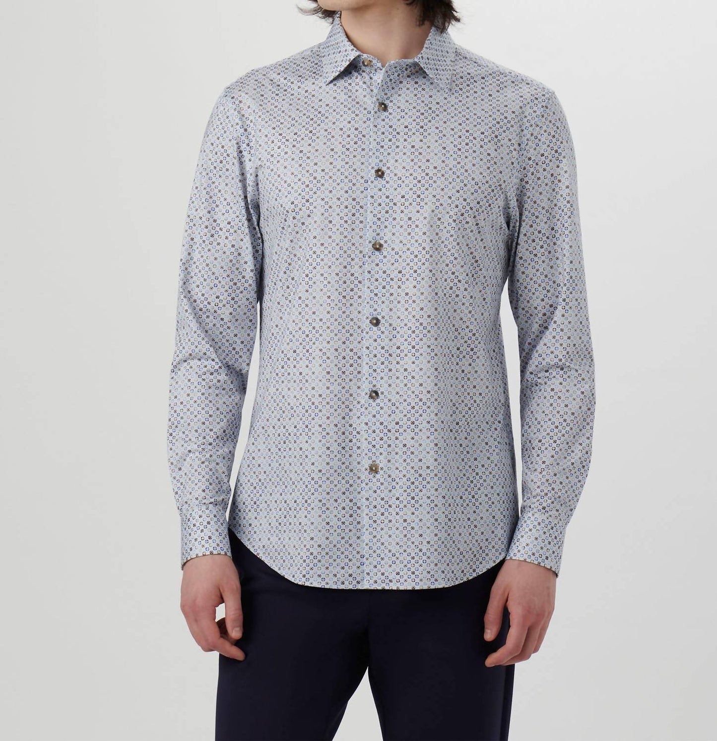 Bugatchi Uomo - Camisa de manga comprida Medalion com elasticidade em 6 direções
